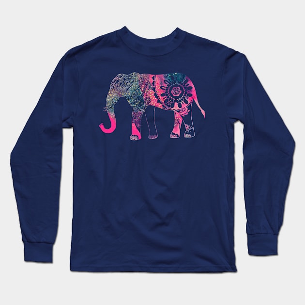 Mandala Elephant Splash Long Sleeve T-Shirt by digitaldoodlers